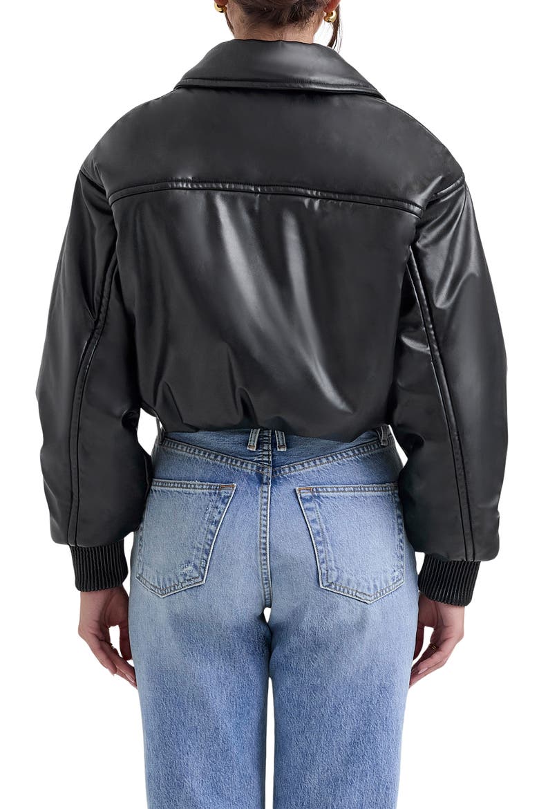 Sante Faux Leather Bomber Jacket, Alternate, color, BLACK