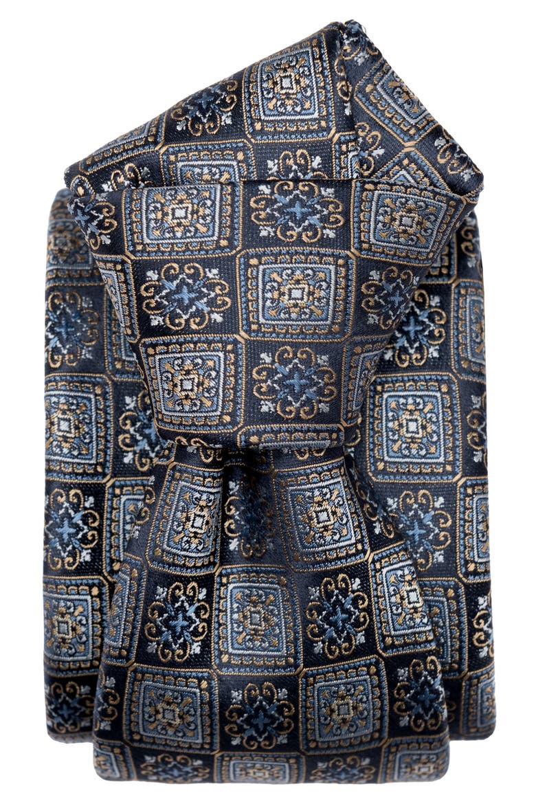 De Sica - Silk Jacquard Tie for Men, Alternate, color, Navy and Blue