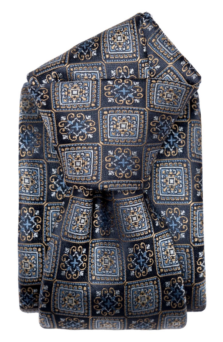 Elizabetta De Sica - Extra Long Silk Jacquard Tie for Men, Alternate, color, Navy And Blue
