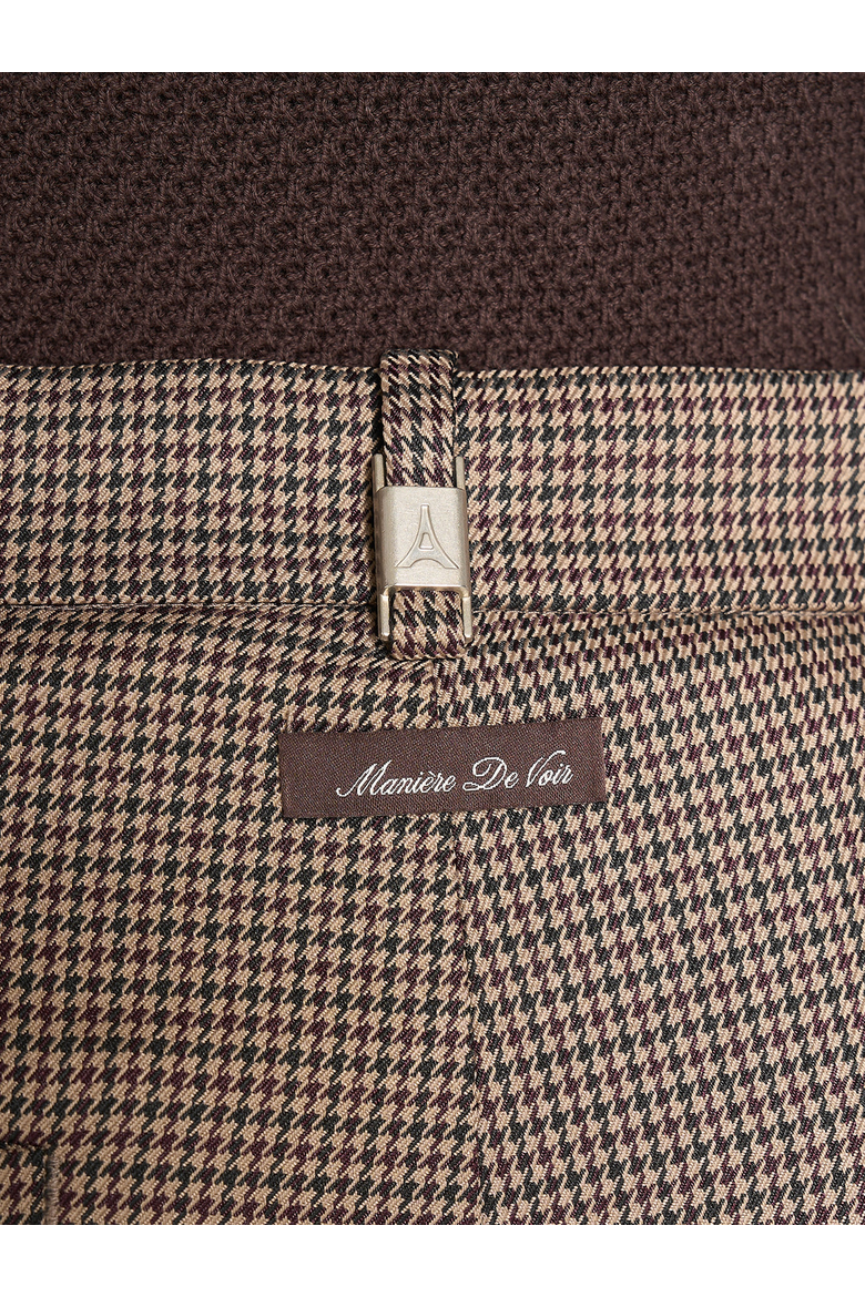Pierre Houndstooth Twin Pleat Trousers, Alternate, color, Brown