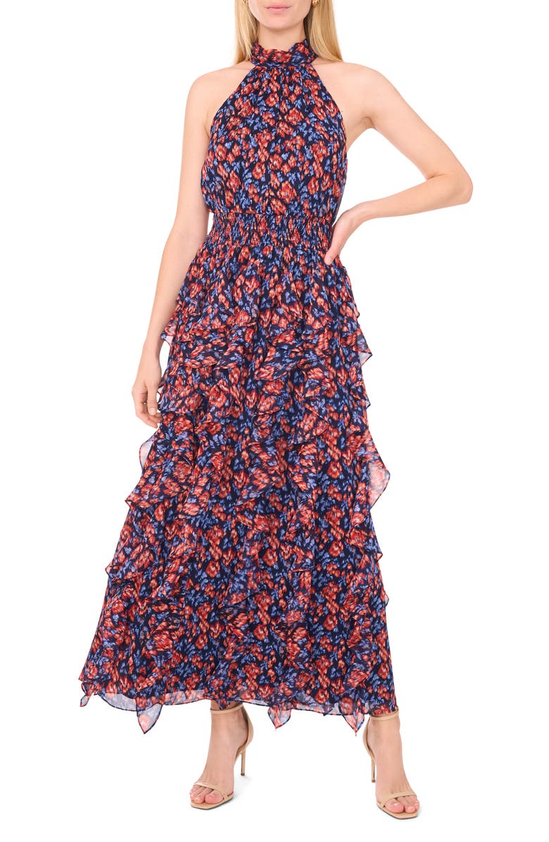 1.STATE Floral Cascading Flounce Maxi Dress, Main, color, 