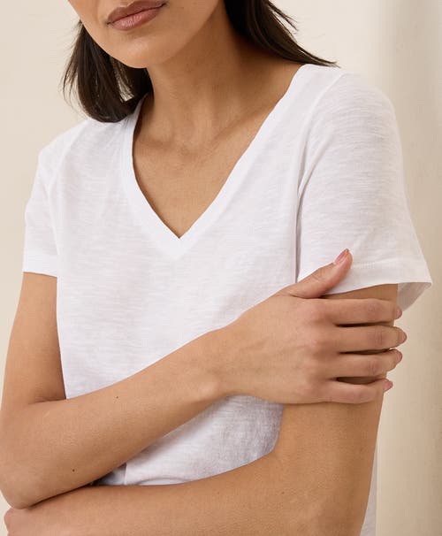 Pact Organic Cotton Featherweight Slub V-neck Tee In White