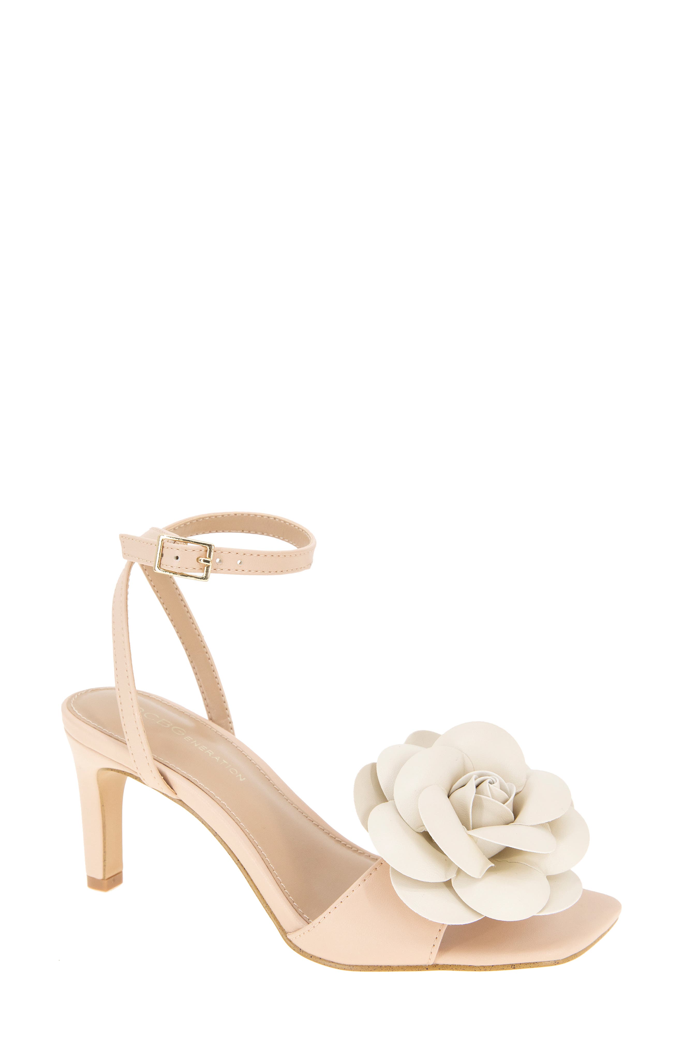 BCBGeneration Toori Rosette Sandal, Main, color, Frappe/ Bianca