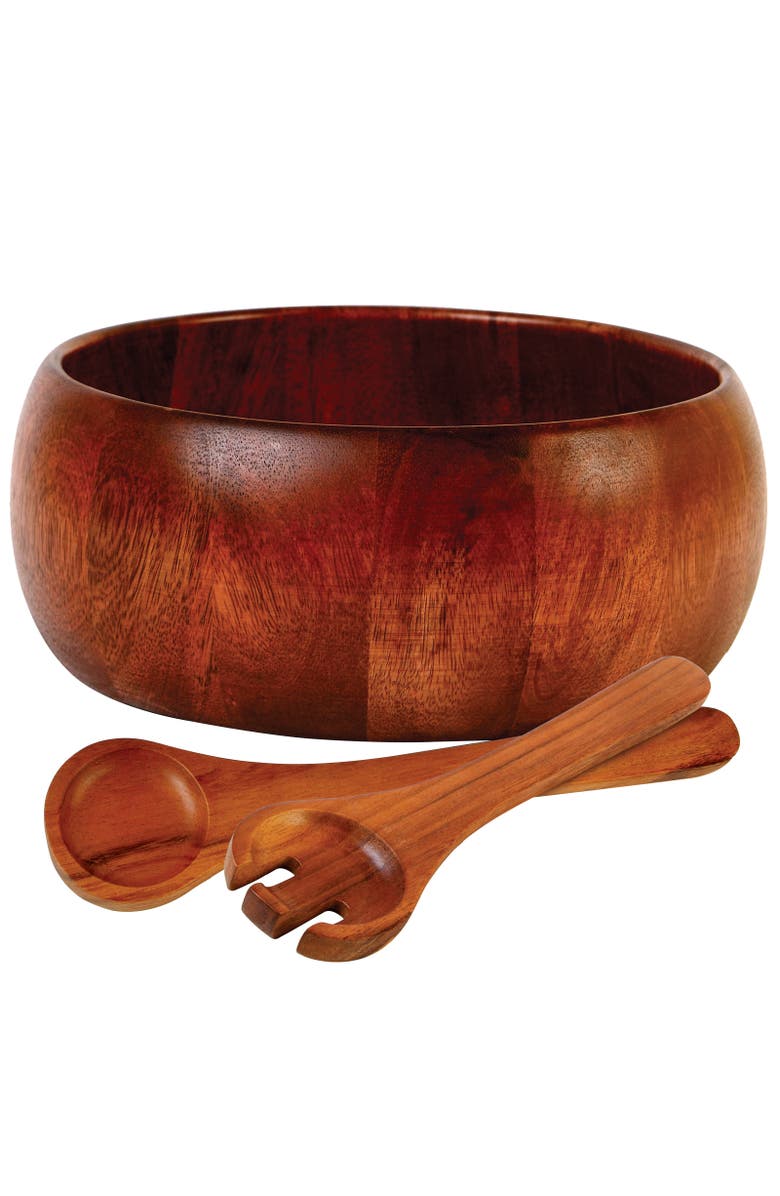 Gibson Home Laroda 3-Piece Salad Bowl Set, Brown Wood, Alternate, color, Brown