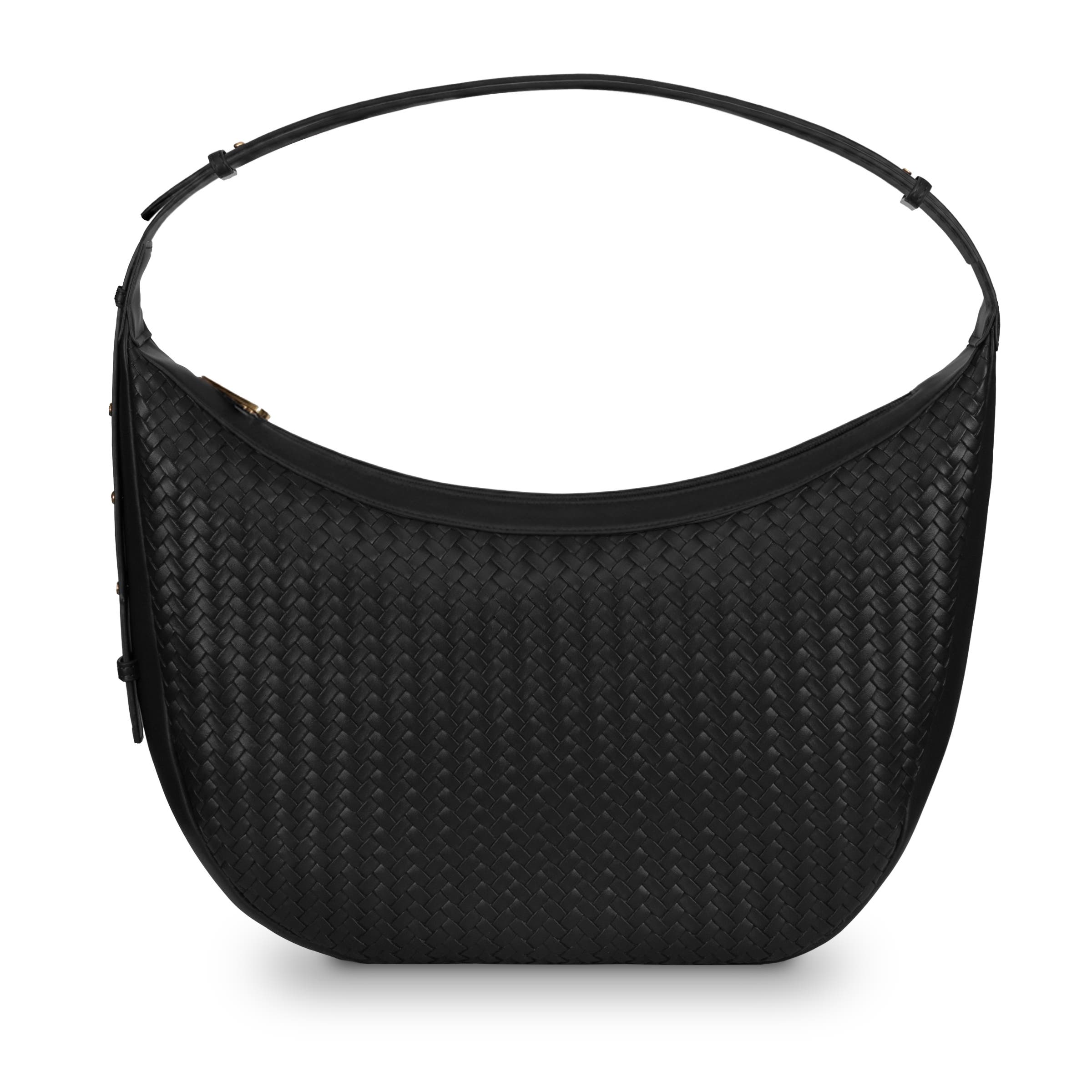 Youzey The Crescent Woven Shoulder Bag, Main, color, Black