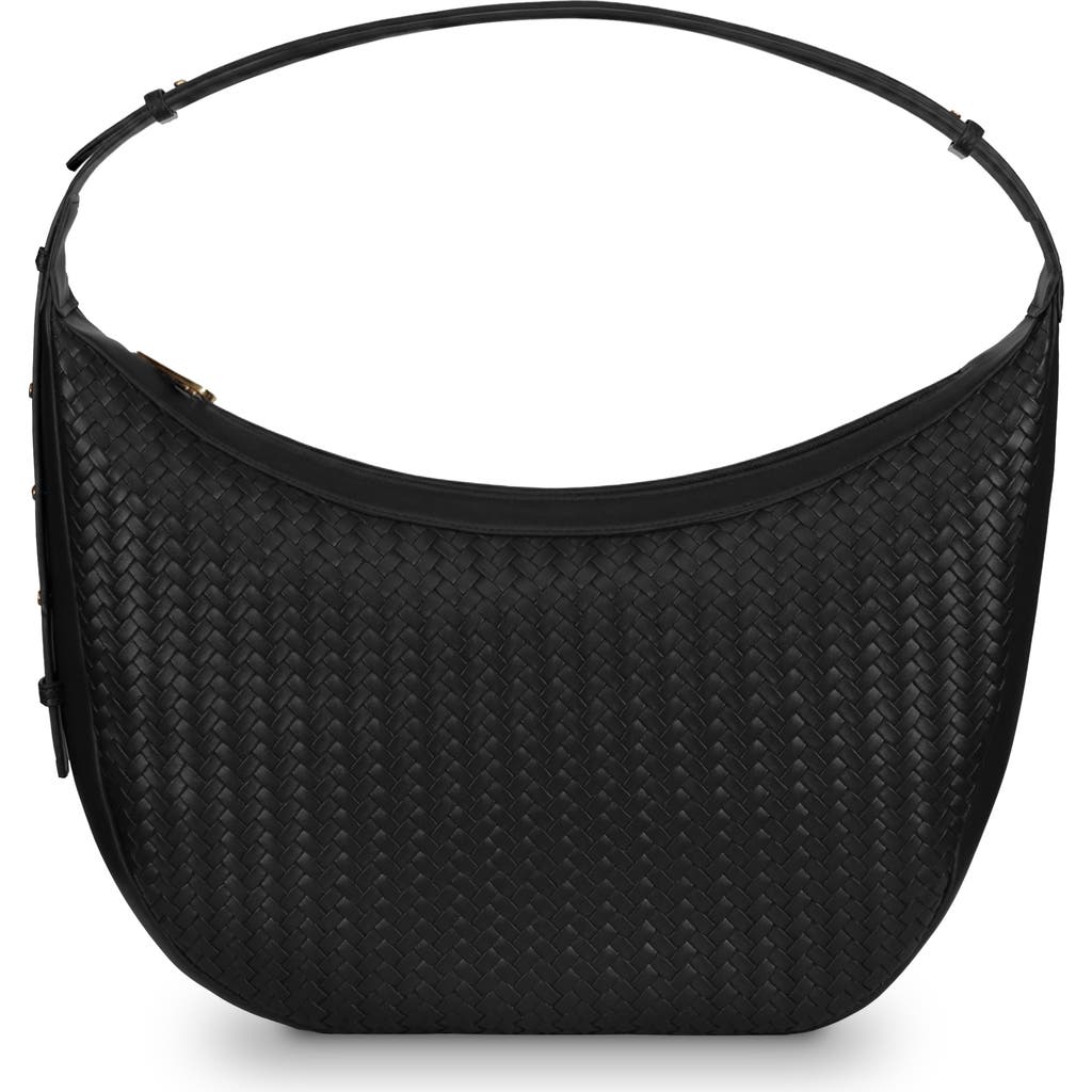 Youzey The Crescent Woven Shoulder Bag In Black