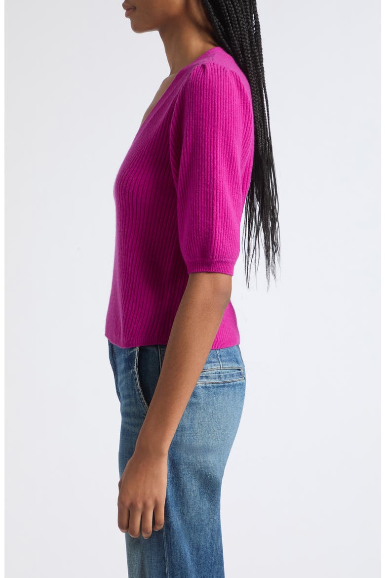Cassidee Puff Sleeve Cashmere Sweater, Alternate, color, RASPBERRY