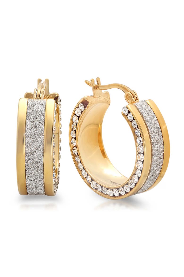 Two-Tone Simulated Diamond Hoop Earrings, Main, color, GOLD