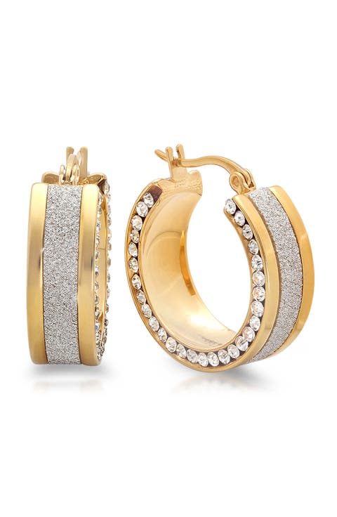 Two-Tone Simulated Diamond Hoop Earrings