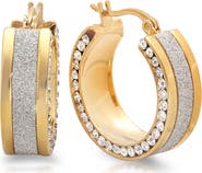 STEELTIME Two-Tone Simulated Diamond Hoop Earrings