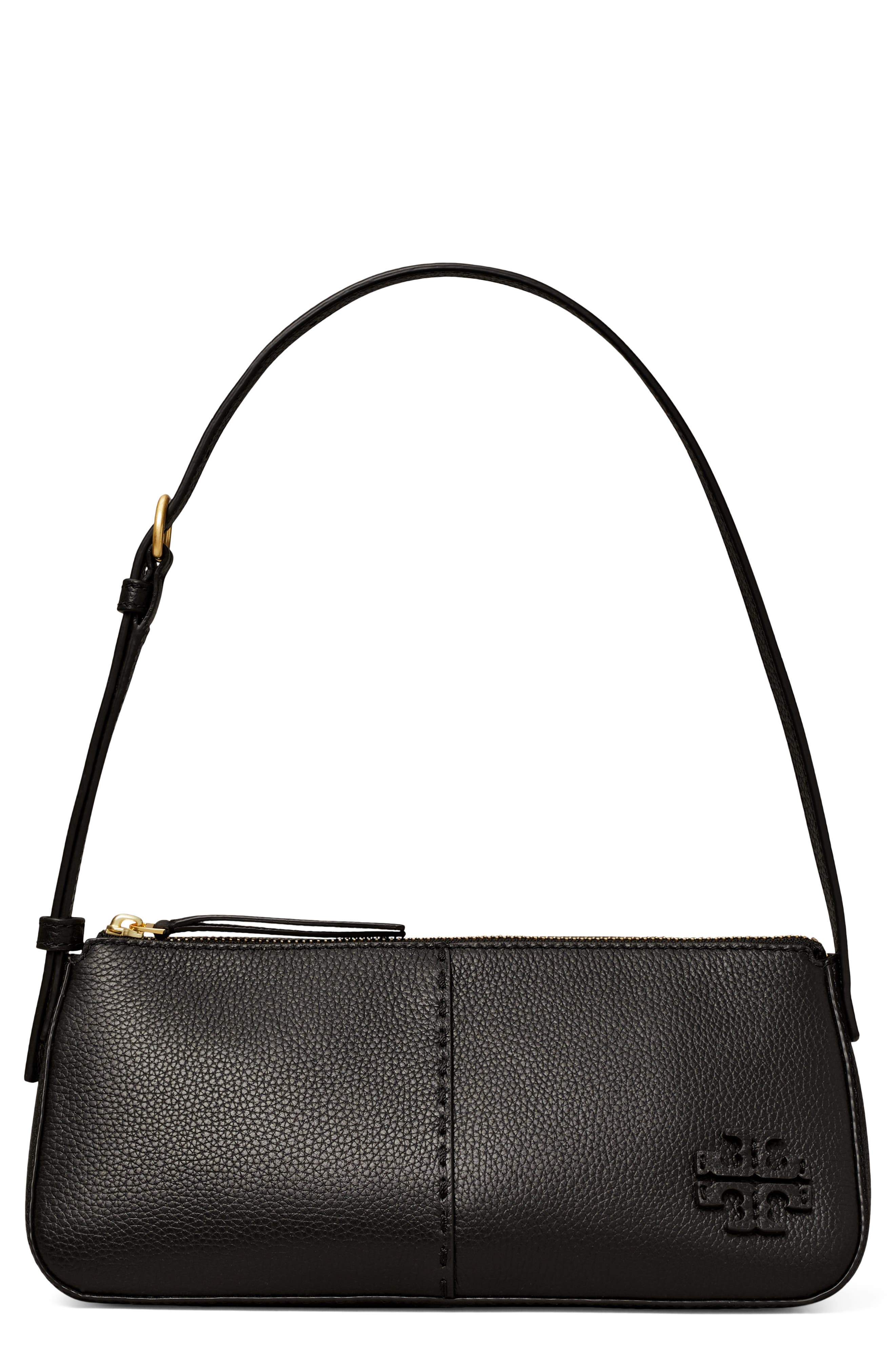 Tory Burch McGraw Pebble Leather Wedge Shoulder Bag, Main, color, 