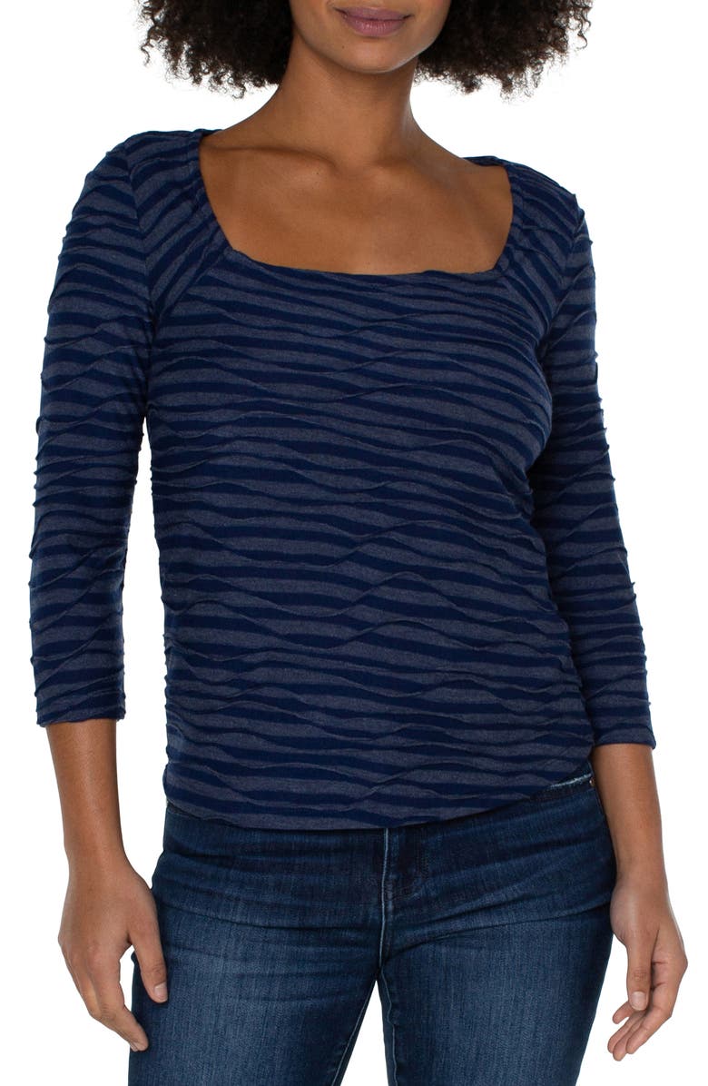 Liverpool Square Neck Knit Top, Main, color, Nvy Spcdye