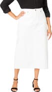 Jessica London Classic Cotton Denim Midi Skirt