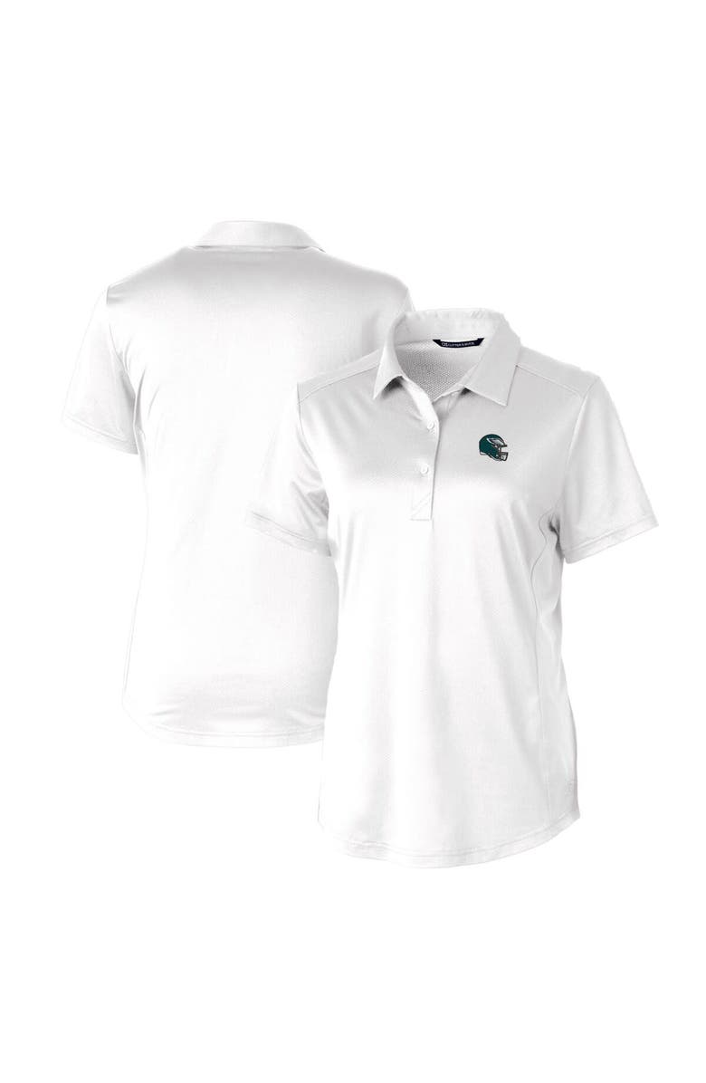 Cutter & Buck Women's Cutter & Buck White Philadelphia Eagles Helmet Logo DryTec Prospect Textured Stretch Polo, Main, color,