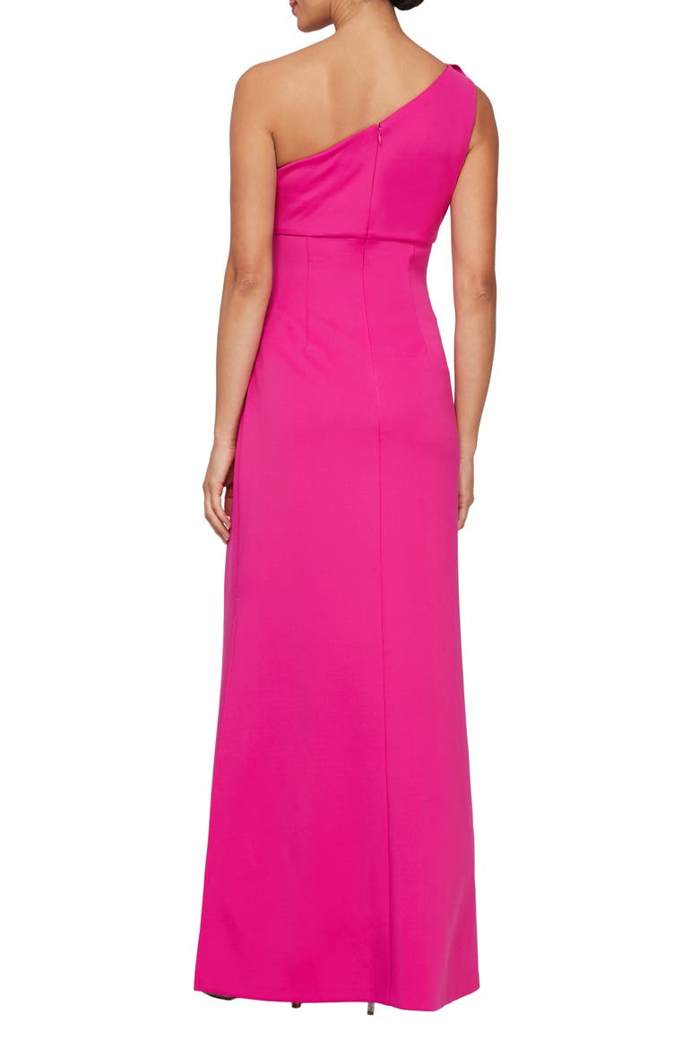 Floral Detail One-Shoulder Gown, Alternate, color, FUCHSIA