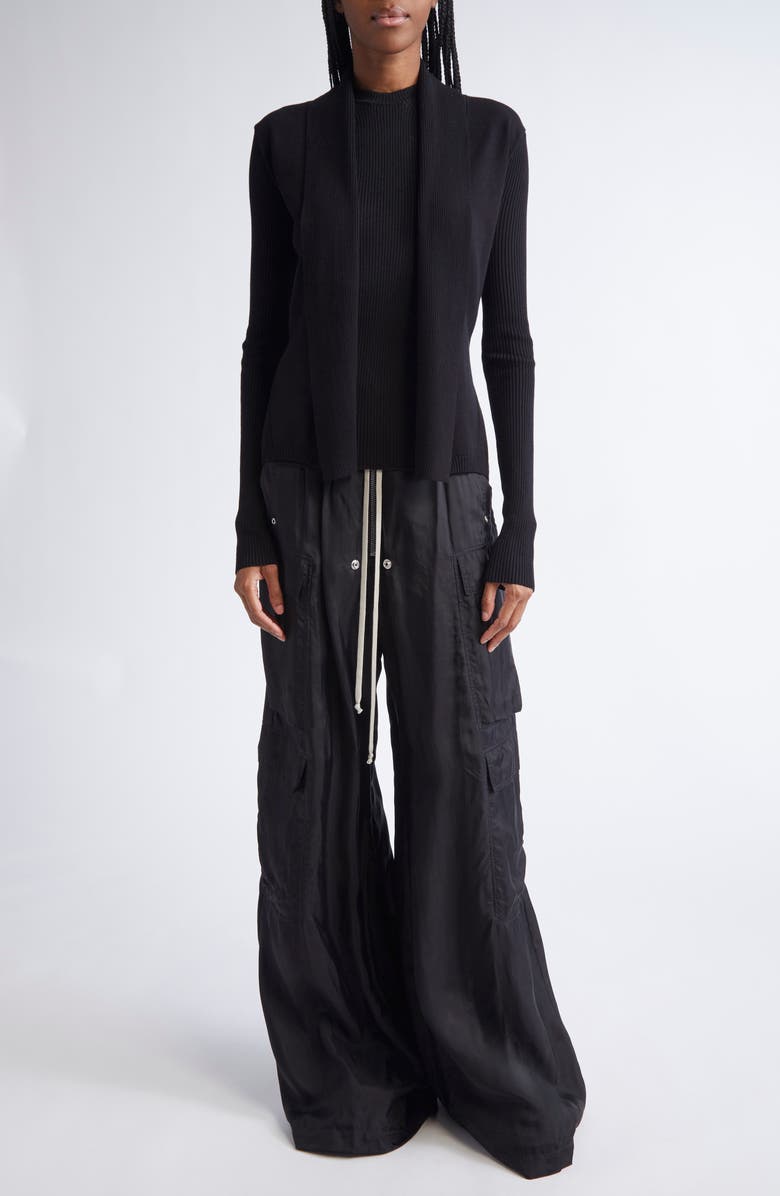 Rick Owens Maglia Wool Rib Tank, Alternate, color, Black