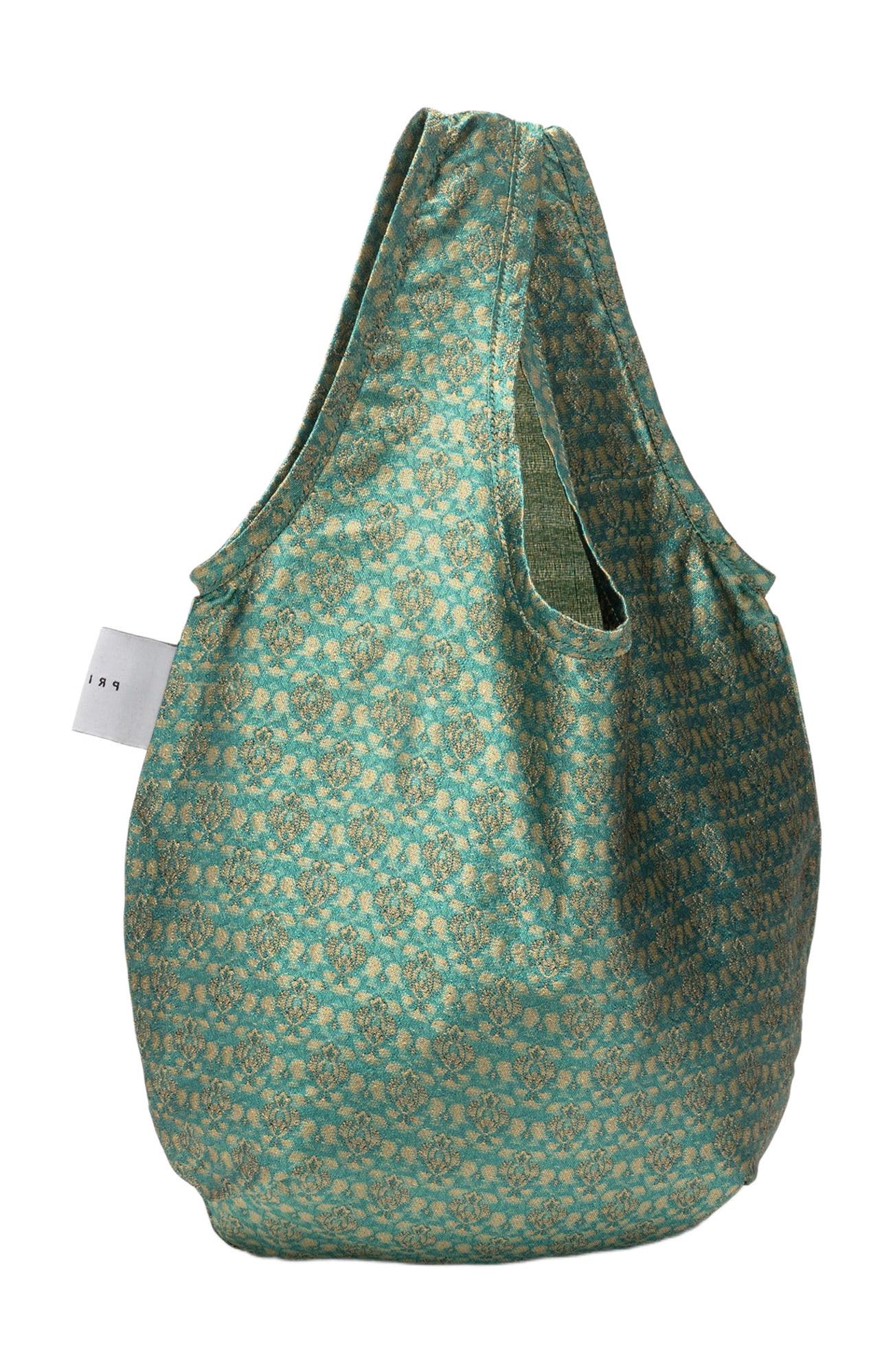 Priory Egg Tote - Deadstock Silk, Alternate, color, Blue Chrome