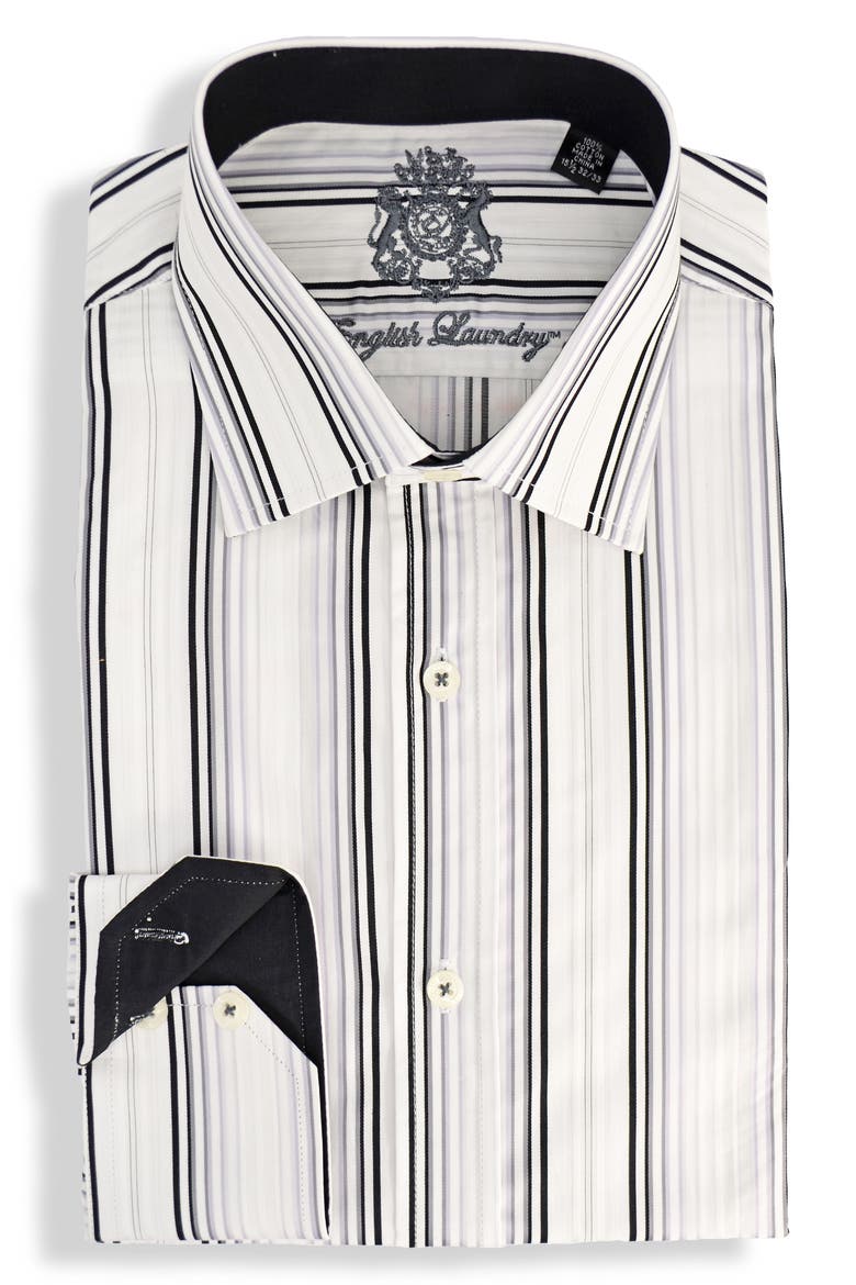 Trim Fit Stripe Dress Shirt, Alternate, color, WHITE