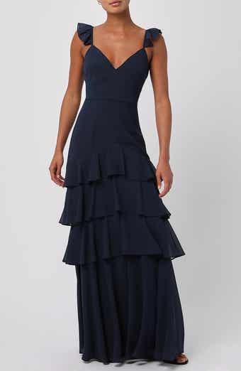 Seren Ruffle Shoulder Tiered Maxi Dress