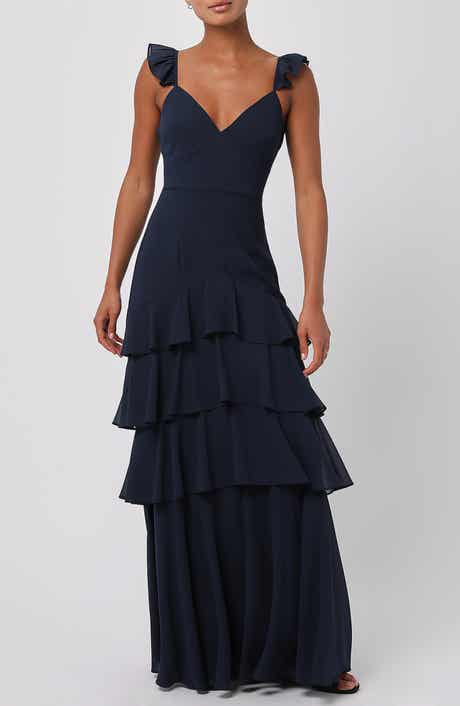 Seren Ruffle Shoulder Tiered Maxi Dress