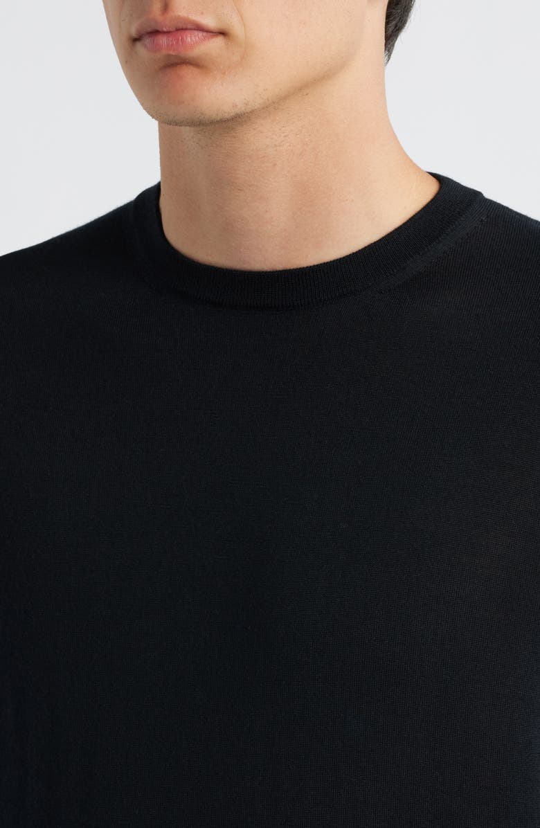 Canali Wool, Silk & Cashmere Crewneck Sweater, Alternate, color, Black