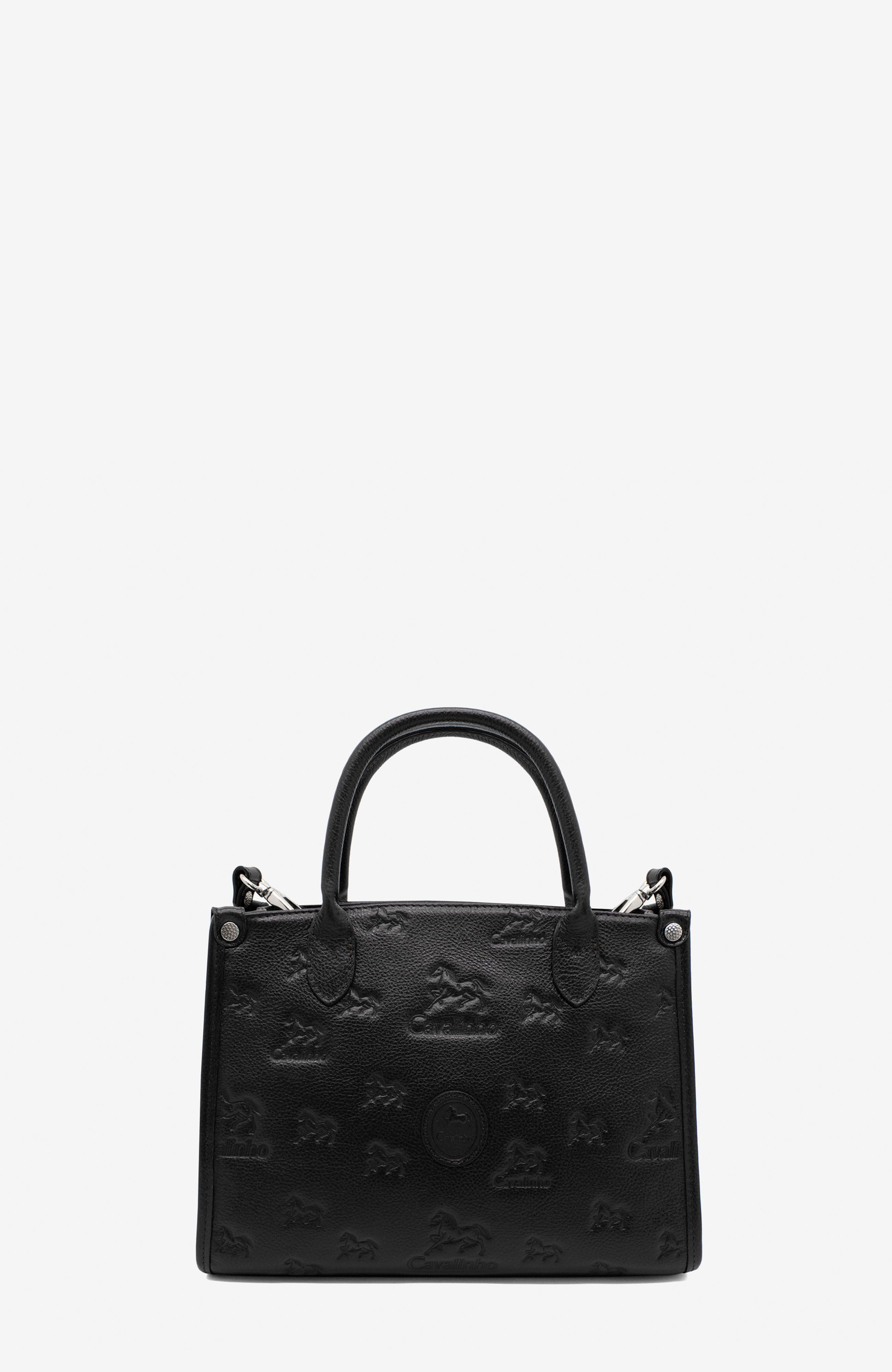 Cavalo Lusitano 480 Embossed Leather Handbag, Main, color, Black