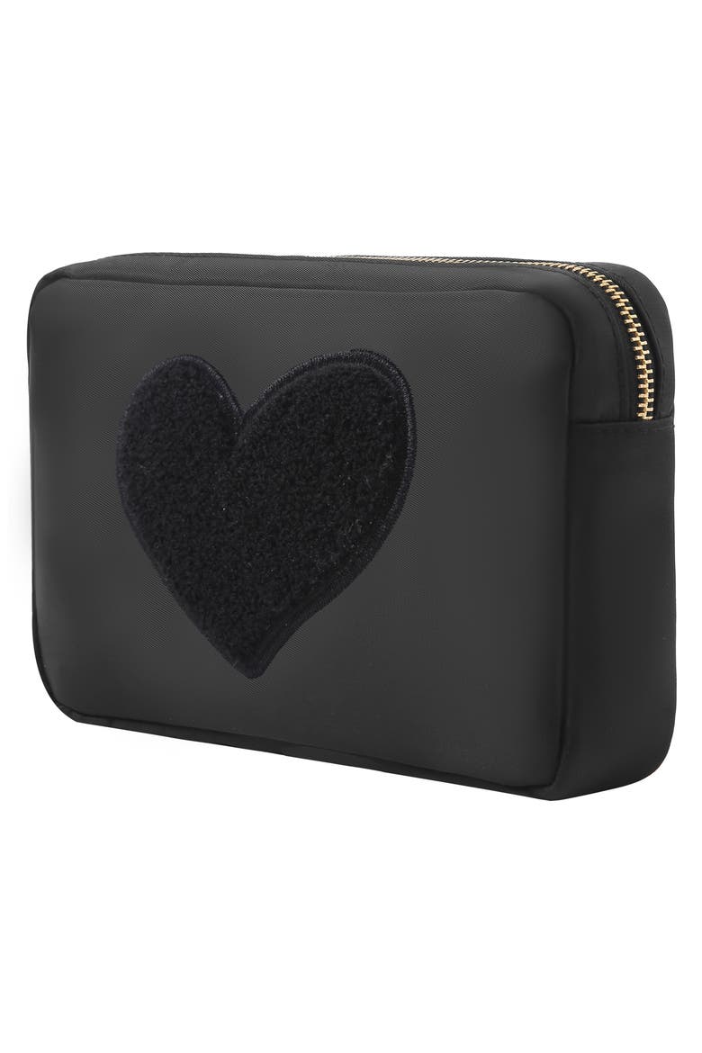 Medium Heart Cosmetic Bag, Alternate, color, BLACK/ BLACK