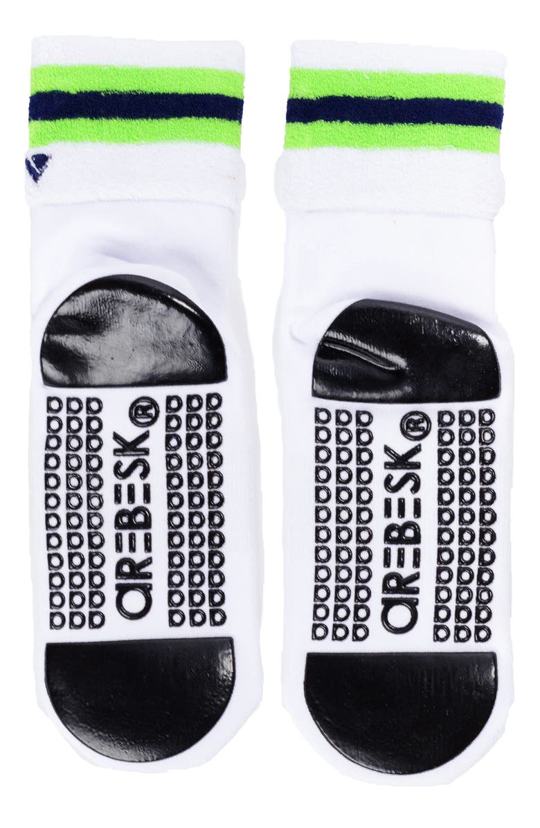 Arebesk Foldover Terry Grip Quarter Socks, Alternate, color, White