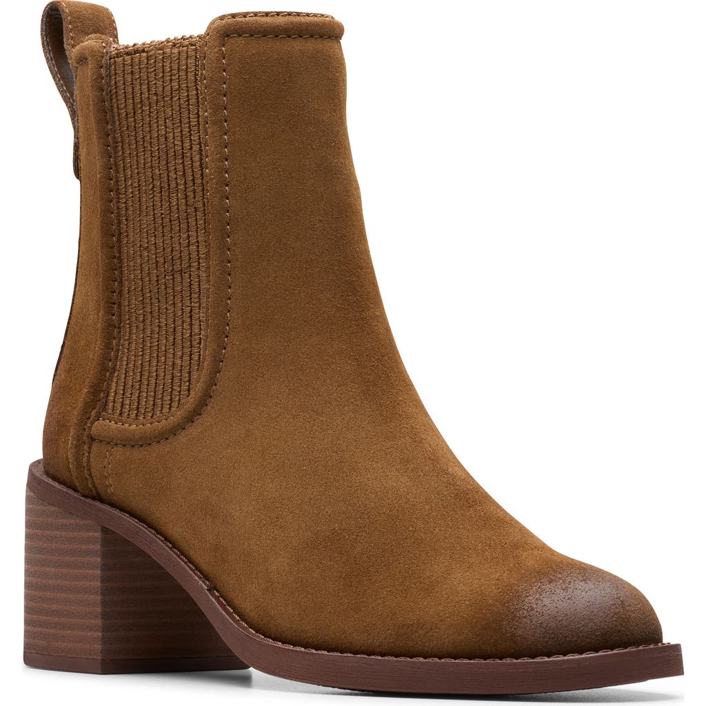 Clarks Chamberly Top Suede Chelsea Boot In Brown