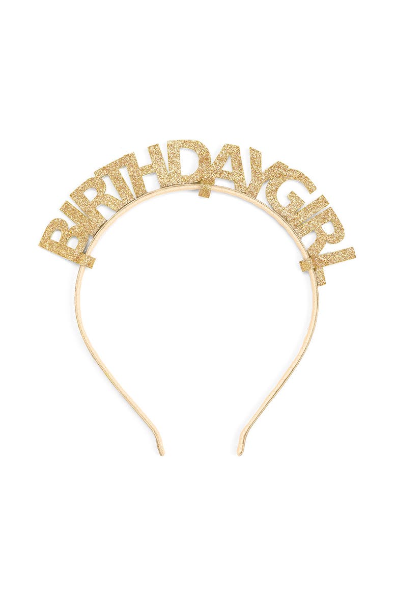 Gold Birthday Girl Headband, Main, color, Gold