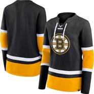 FANATICS Women's Fanatics Black Boston Bruins Prime Time Lace-Up Long Sleeve T-Shirt