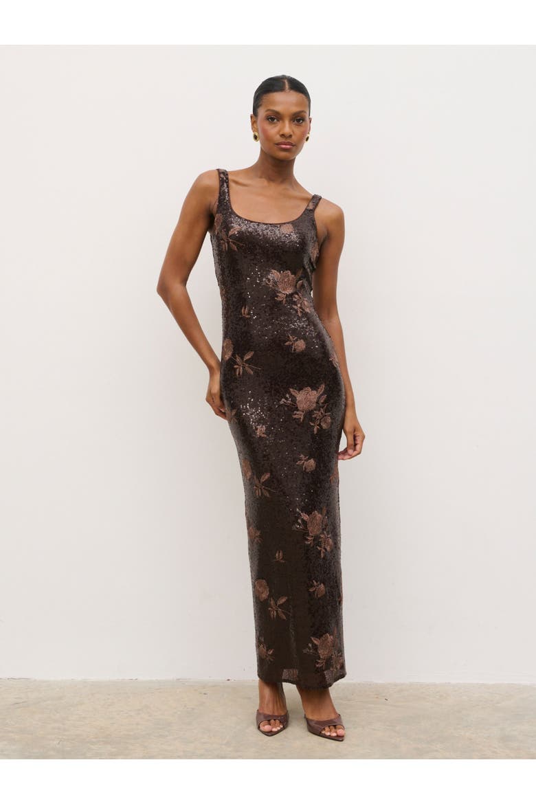 Zia Sequin Maxi Dress, Alternate, color, Brown Floral