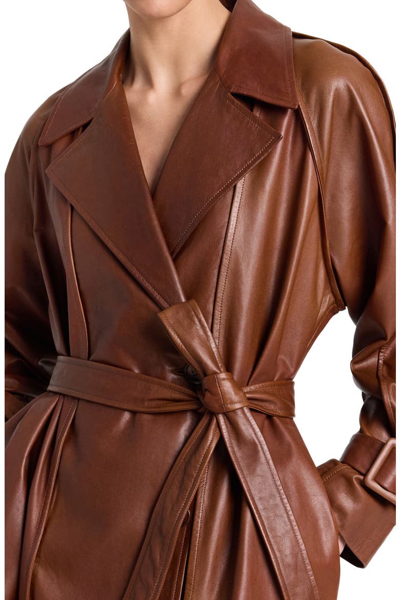 Unfinished Business Leather Trench Coat, Alternate, color, CIGAR