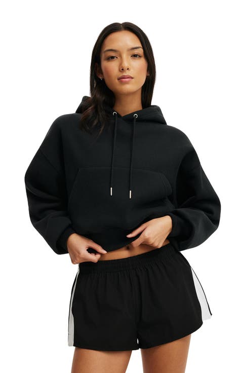 Women's Active Plush Cropped Bubble Hoodie