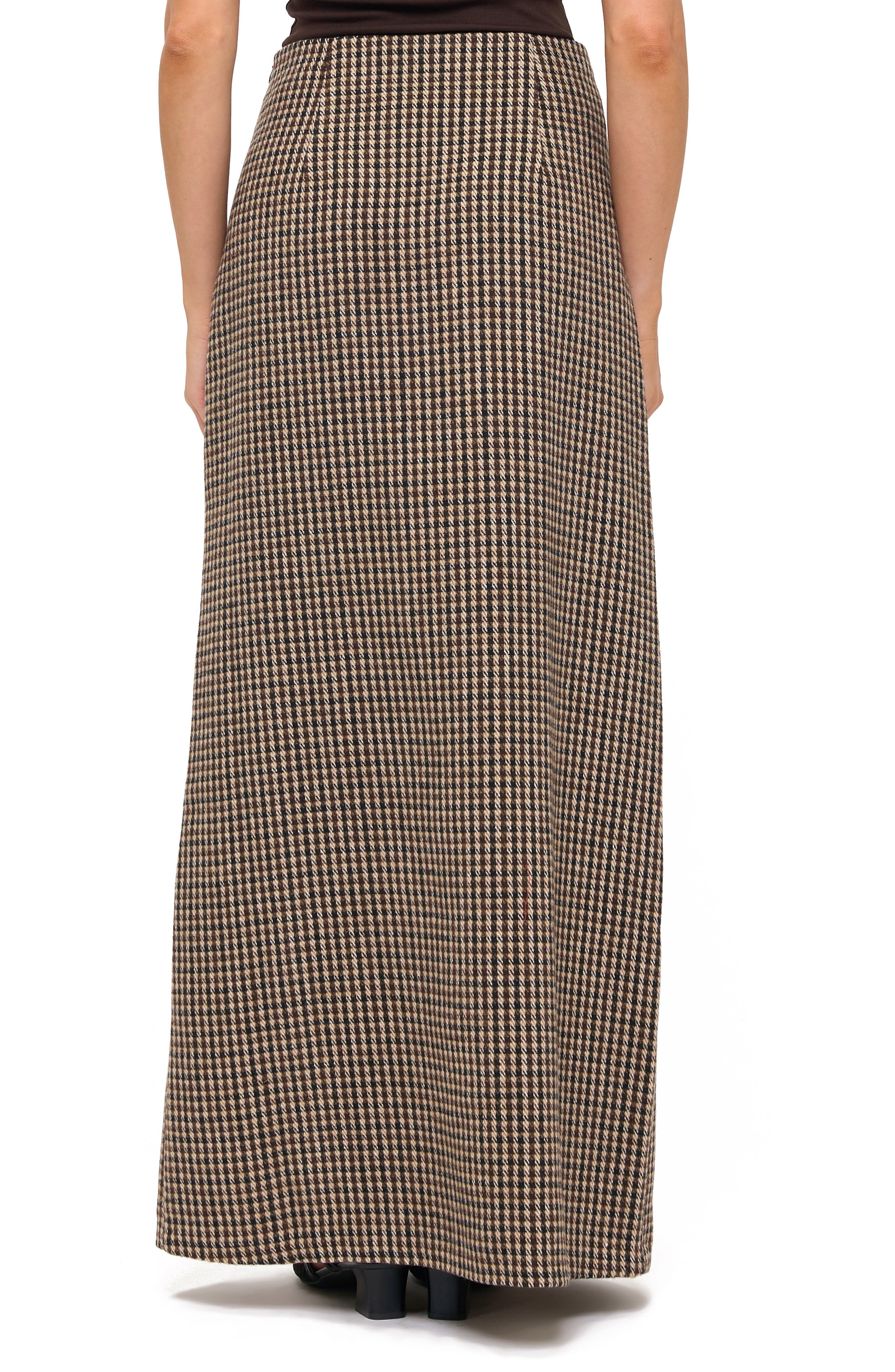 Houndstooth Front Slit Maxi Skirt - image 2