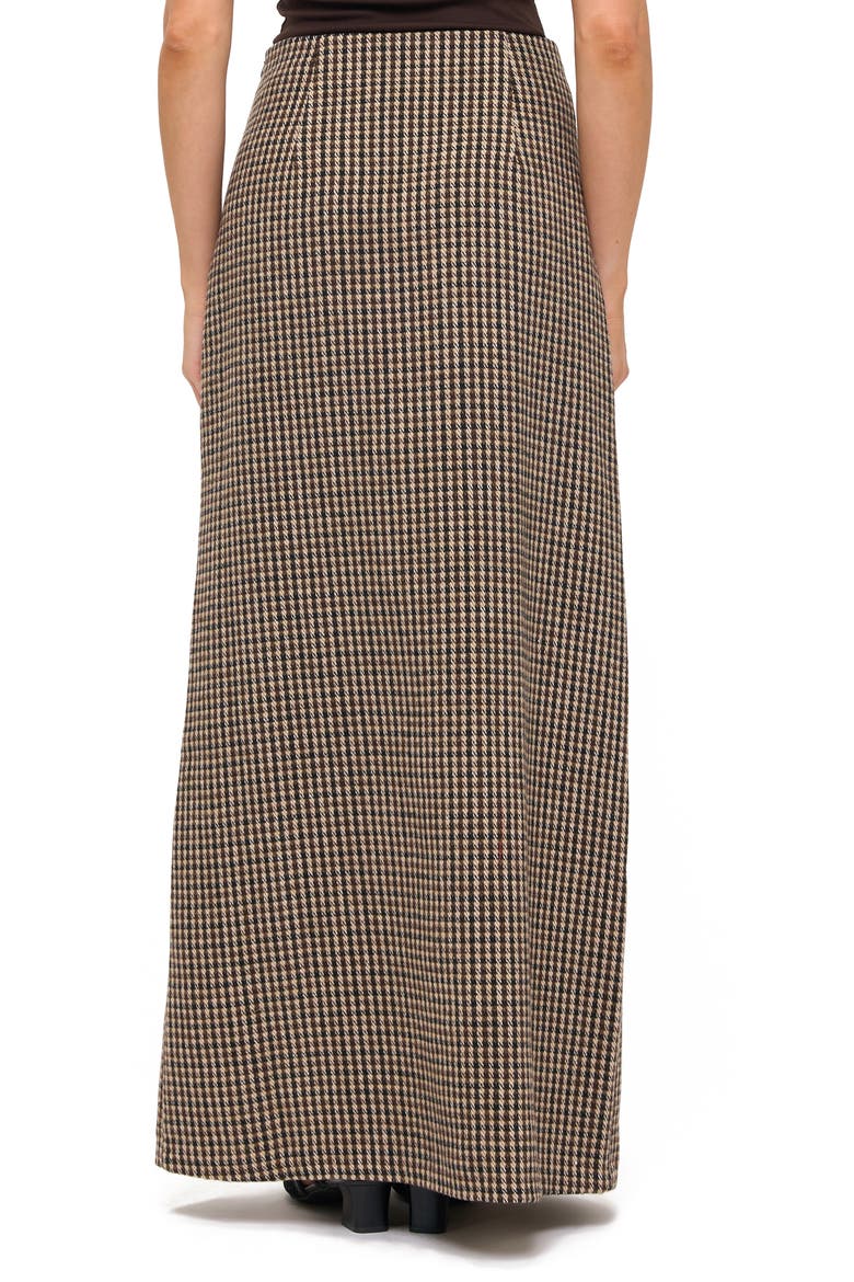 Houndstooth Front Slit Maxi Skirt, Alternate, color, BLACK/ BROWN