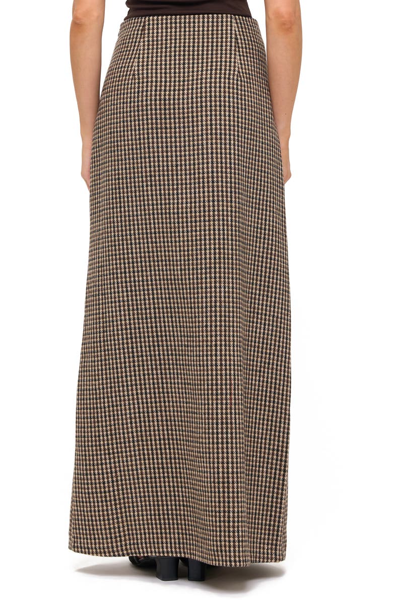 Ookie & Lala Houndstooth Front Slit Maxi Skirt, Alternate, color, Black/ Brown