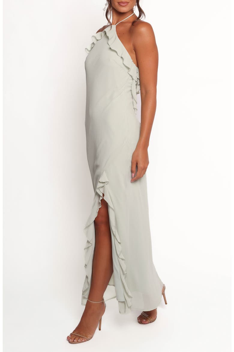 Patricia Ruffle Detail Halter Neck Maxi Dress, Alternate, color, SAGE