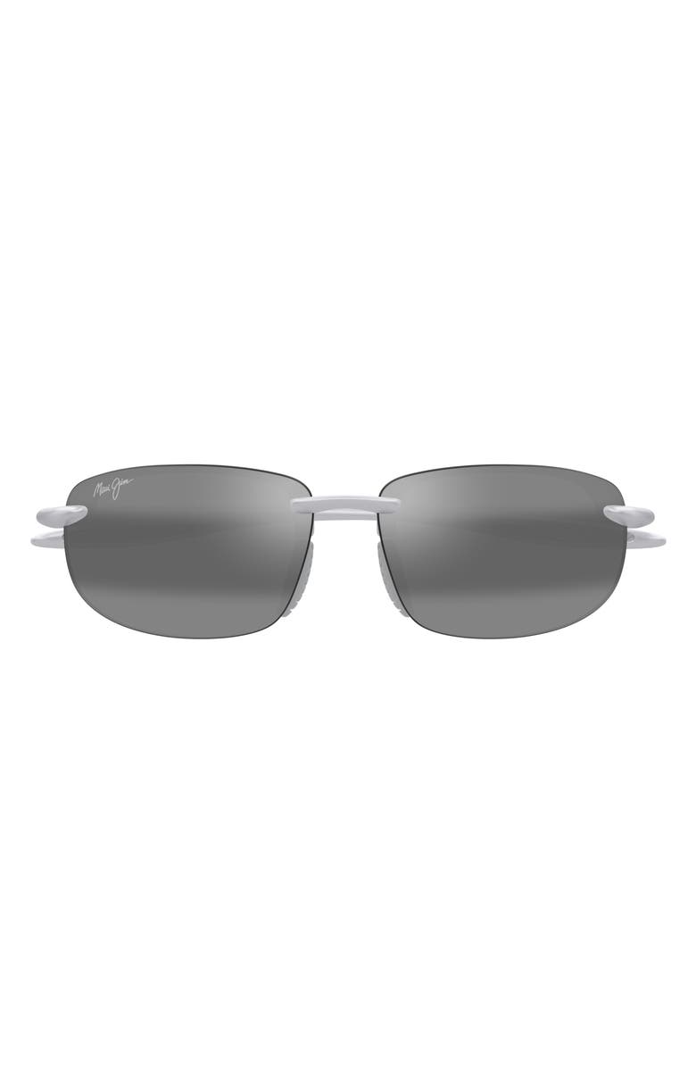 Maui Jim Ho'okipa Ultra Special Fit PolarizedPlus2<sup>®</sup> 60mm Rectangular Sunglasses, Main, color, Silver