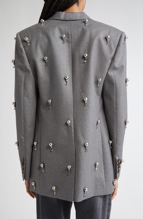 Stella Mccartney Embellished Wool Flannel Blazer In Gray