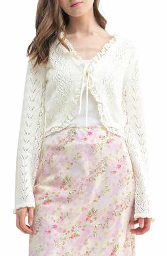 All in Favor Lace Detail Tie Front Cardigan