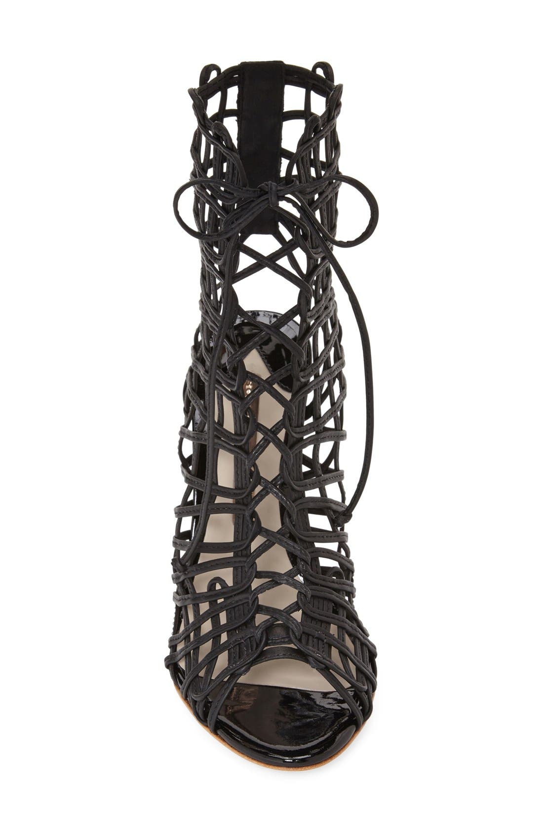 SOPHIA WEBSTER 'Delphine' Metallic Leather Cage Bootie, Alternate, color, 