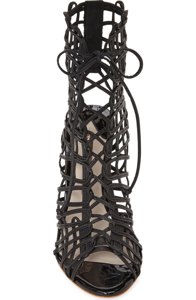 SOPHIA WEBSTER 'Delphine' Metallic Leather Cage Bootie, Alternate, color,