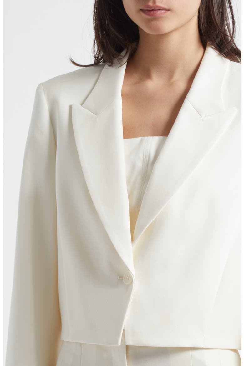 Stretch Cotton & Wool Blazer with Pleat Placket, Alternate, color, IVORY