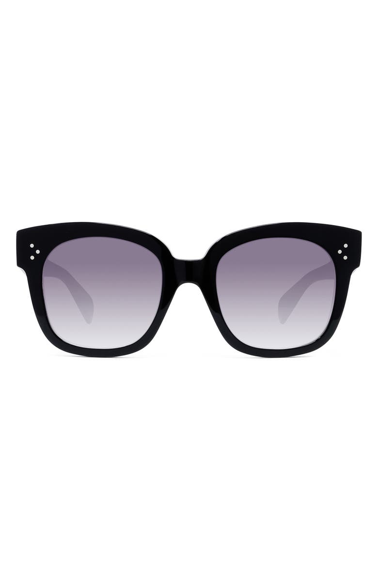 CELINE 54mm Square Sunglasses, Main, color, Black/ Smoke