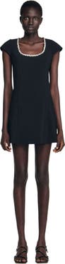 SANDRO Short dress with rhinestone collar