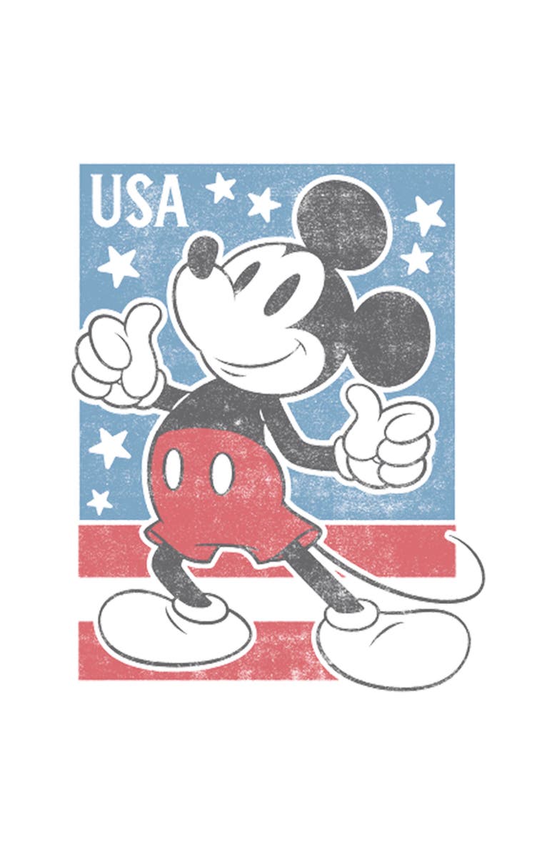 Mickey & Friends Men's Mickey & Friends American Stamp  Graphic T-Shirt, Alternate, color, White