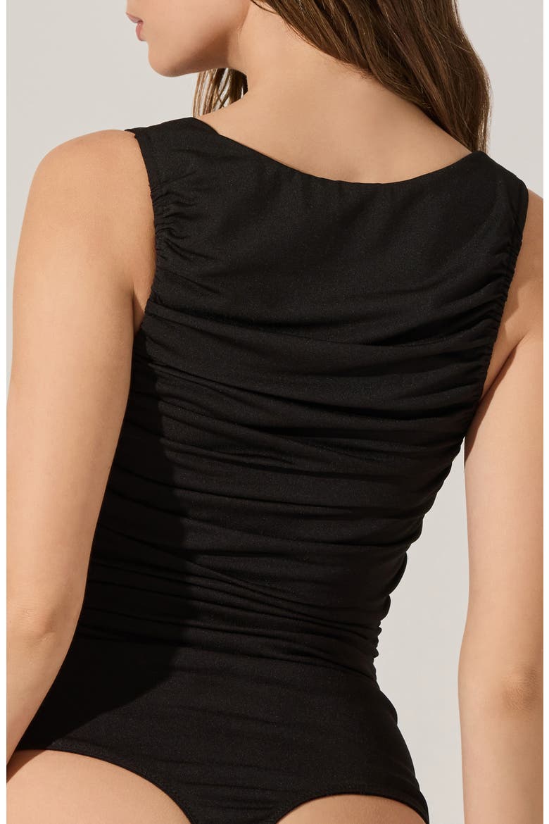 Voncile Gathered Bodysuit, Alternate, color, BLACK