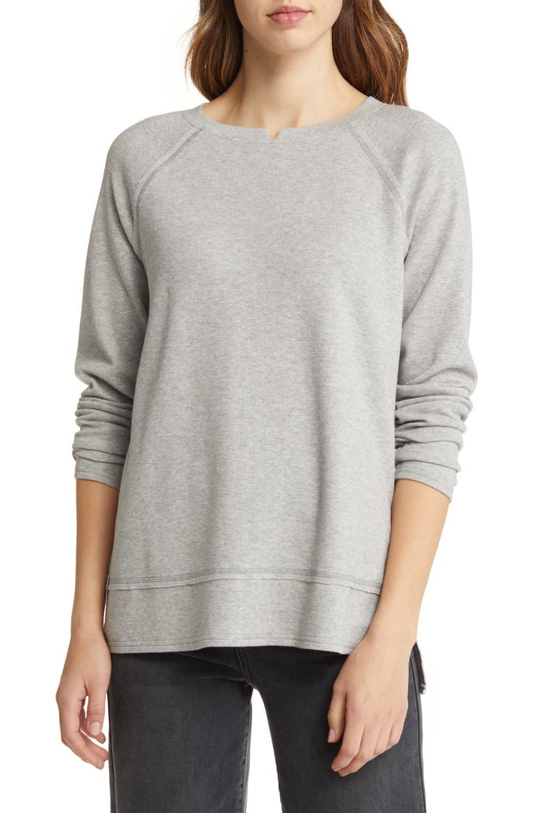 Split Neck Thermal Top, Main, color, GREY HEATHER