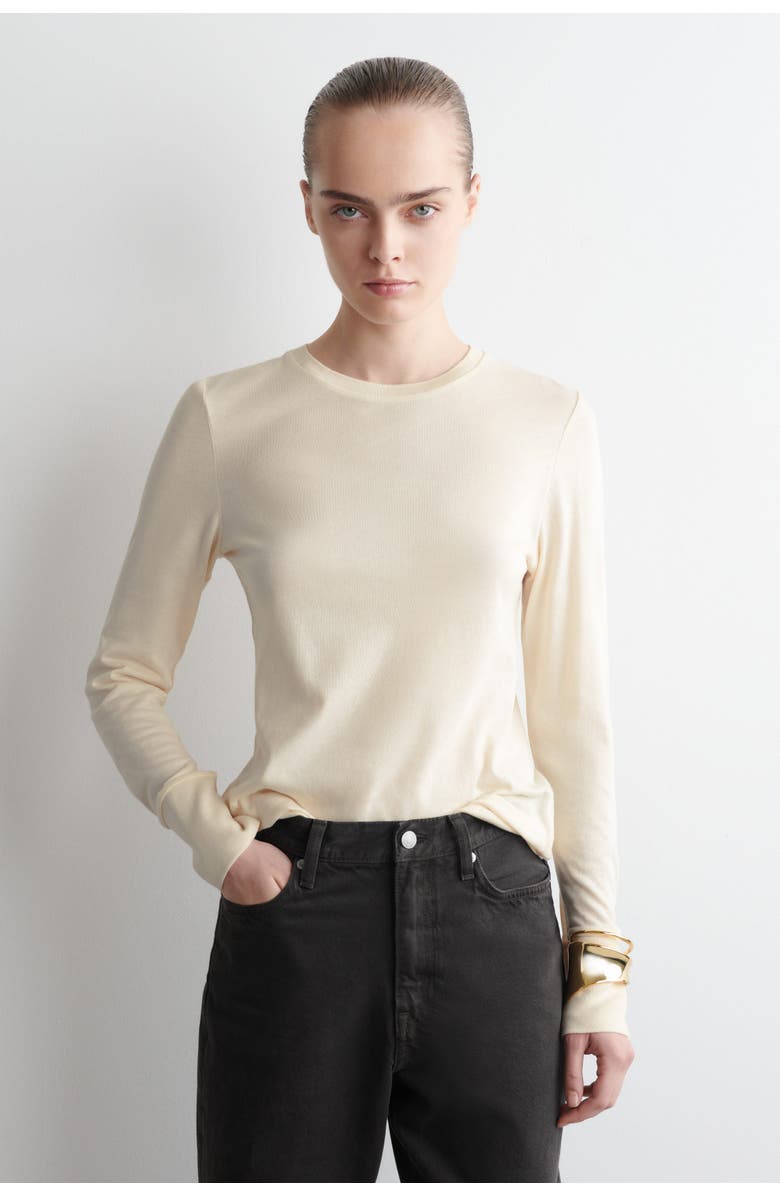 COS Cotton Jersey Long-Sleveled Top, Main, color, Off-White